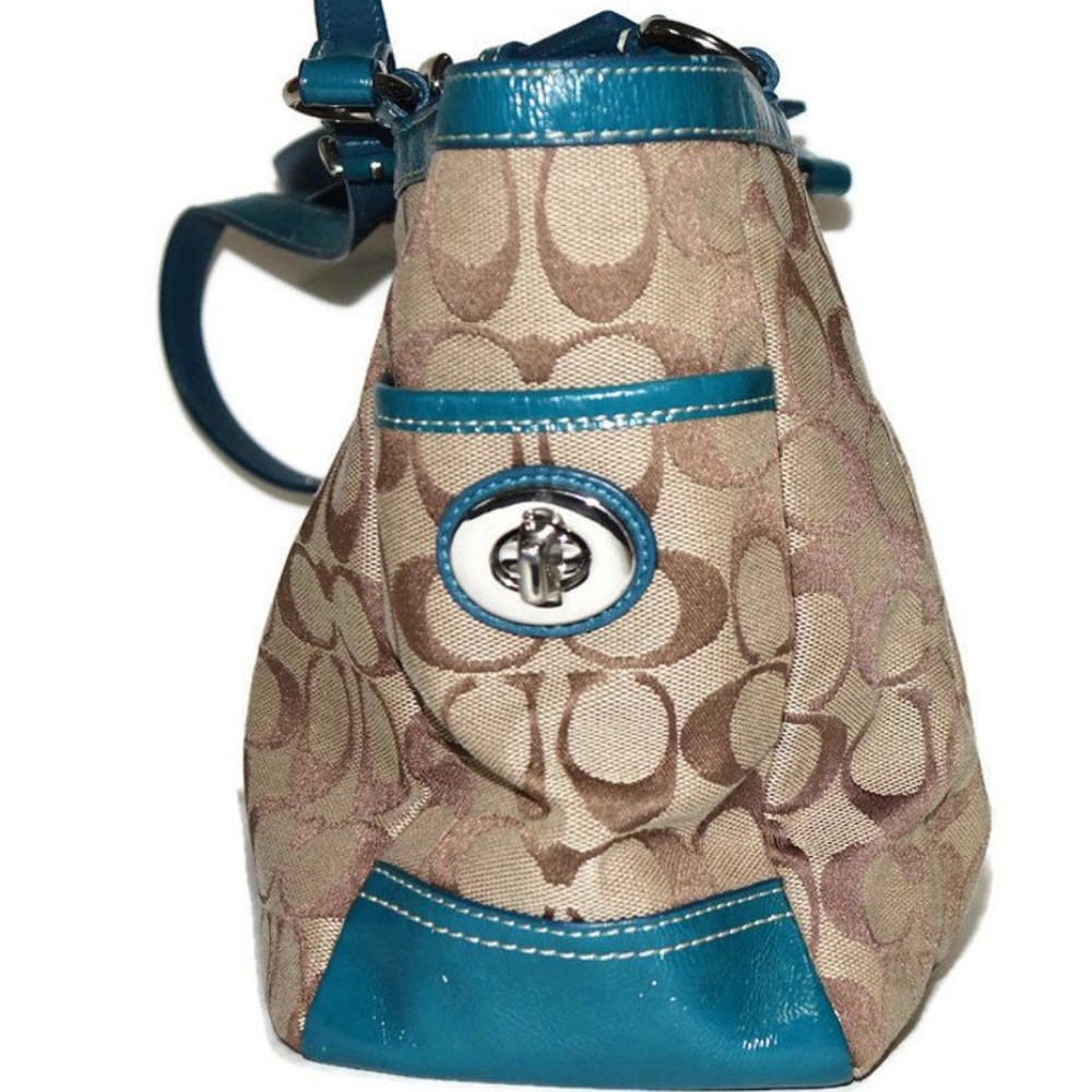 Coach Tote Signature Pleated Gallery Jacquard Blue - Picture 4 of 8